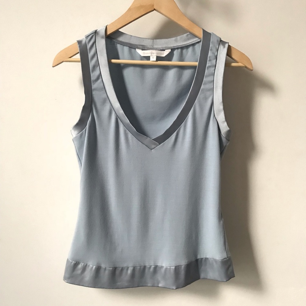 Guess Collection Silky Trim Blue Top Size S